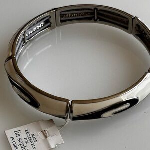 Lia Sophia black & ivory enamel bracelet/ fits 7 in wrist/ New with Tags